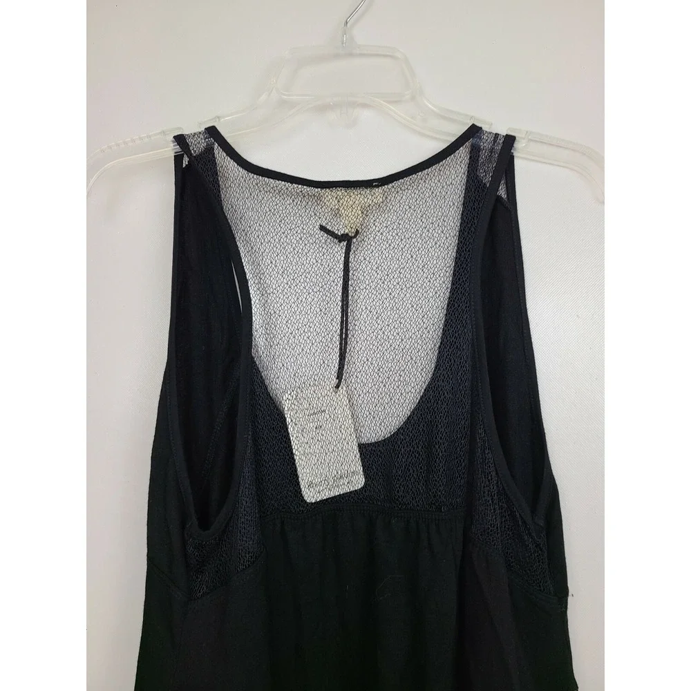 Liberty Garden BOHO Tank Top Womens Large Black Mesh Detail Uneven NWT - Picture 8 of 11